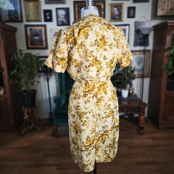 Vintage 1960s House of Lords Floral Silk Dress & Bolero Retro Autumn Fall Set - Picture 3 of 7